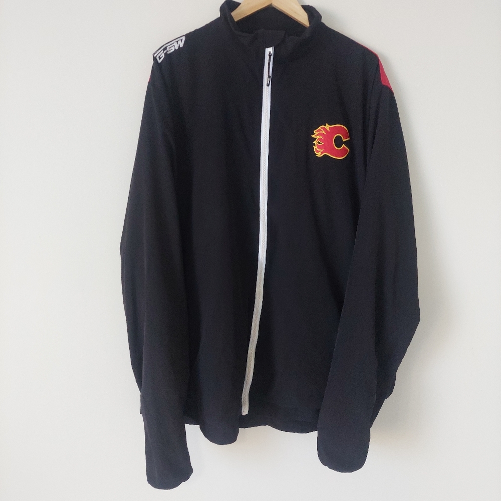 G-SW Custom Calgary Flames Lightweight Jacket, Black w Logo, Men's 3XL